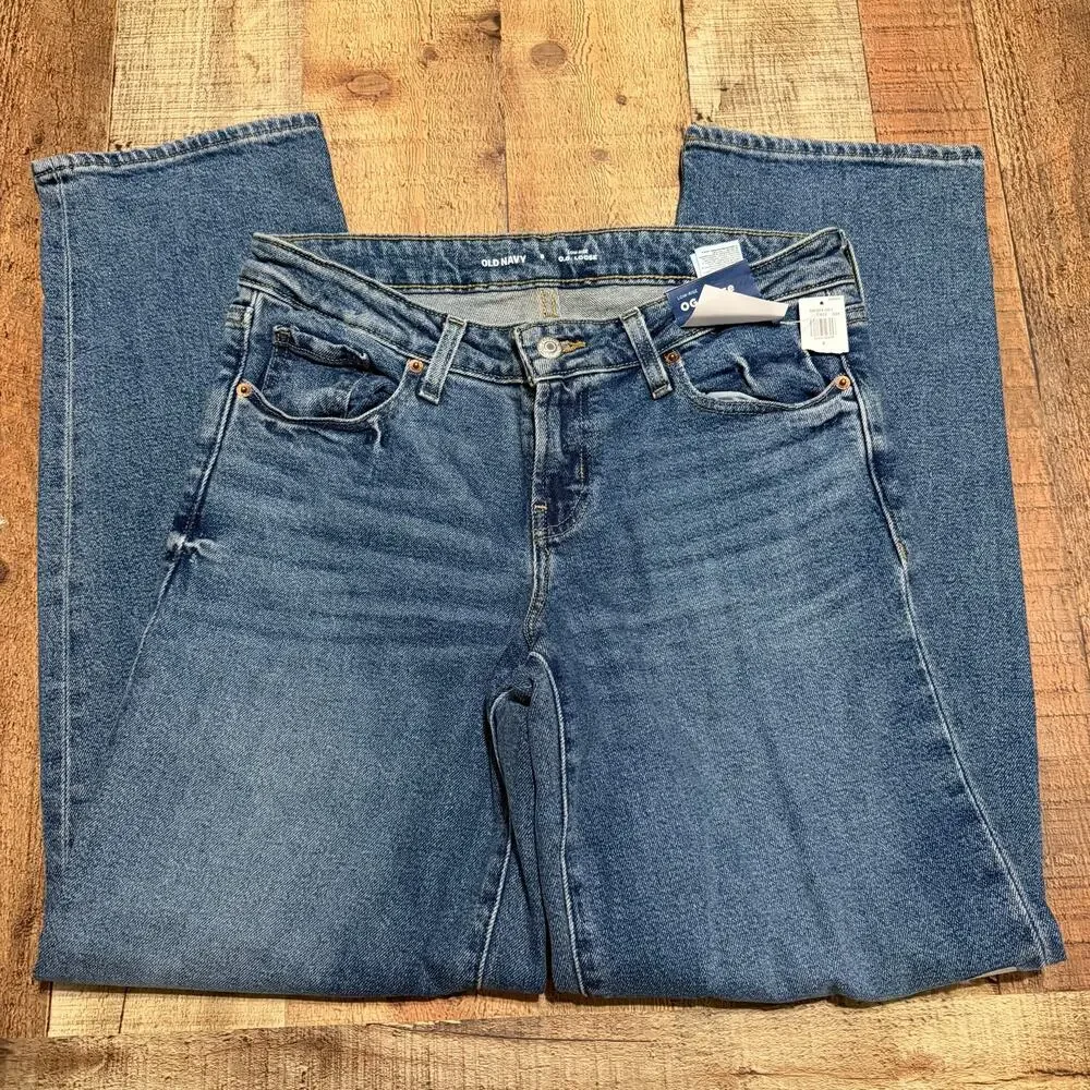 Old Navy NEW Women's Medium Wash Denim O.G. Loose Jeans Sz 8 Classic Minimalist